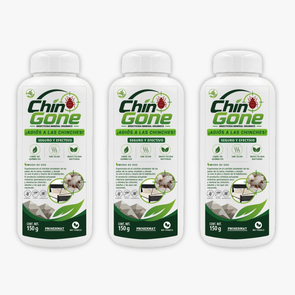 CHIN-GONE adiós a las chinches de cama y colchon bote 150 g - 3 pzas
