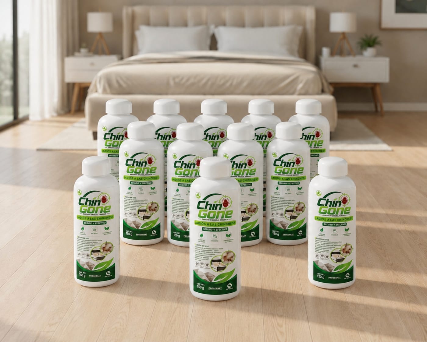CHIN-GONE adiós a las chinches de cama y colchon bote 150 g - 12 pzas
